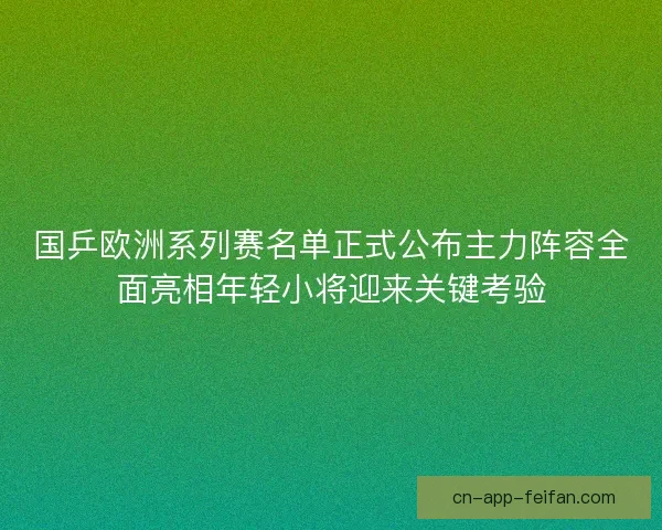 国乒欧洲系列赛名单正式公布主力阵容全面亮相年轻小将迎来关键考验 国乒欧洲系列赛名单正式公布主力阵容全面亮相年轻小将迎来关键考验