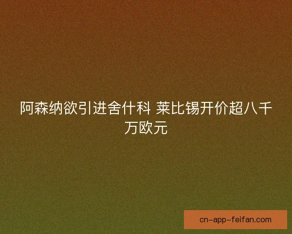 阿森纳欲引进舍什科 莱比锡开价超八千万欧元