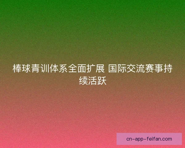 棒球青训体系全面扩展 国际交流赛事持续活跃